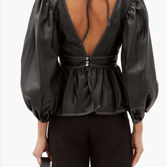 STAUD

Luna V-Neck Peplum Faux-Leather Top - Picture 2 of 8
